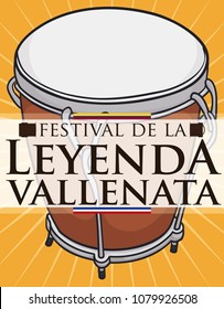 Caja Vallenata, a type of drum and accordion silhouette representing the folklore during Vallenato Legend Festival (written in Spanish) in Valledupar, Colombia.