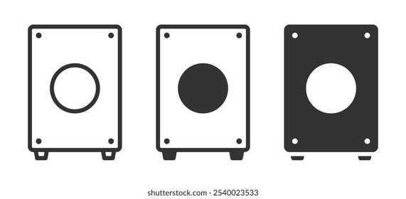 Cajon icons in various styles, featuring simple and modern designs suitable for music and percussion themes. Vector illustration.