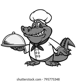 Cajun Chef Illustration - A vector cartoon illustration of a Cajun Alligator Chef mascot.