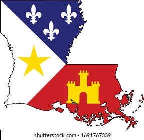 Cajun Flag Louisiana State Shape