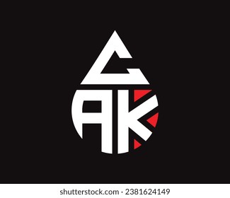 CAK letter water drop shape logo design. CAK drop logo simple design.