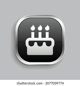 cake 2 fill icon design. Glossy Button style rounded rectangle isolated on gray background. Vector illustration