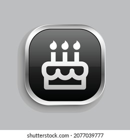 cake 2 line icon design. Glossy Button style rounded rectangle isolated on gray background. Vector illustration