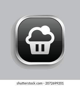 cake 3 fill icon design. Glossy Button style rounded rectangle isolated on gray background. Vector illustration