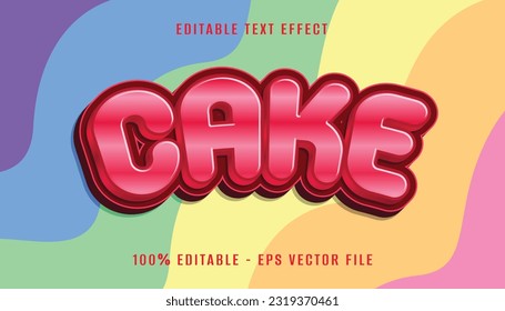 cake 3d text effect design with colorfull background