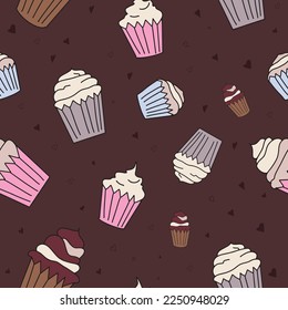 A cake. Abstract colorful background for graphic design. Seamless pattern for cupcakes