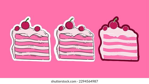 Cake art hand drawn and doodle sticker. illustration icon Cake. a Cake sticker logo