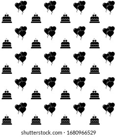 cake background Seamless.  hapy birthday texture pattern vector black