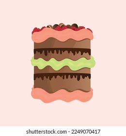 cake background.Flat vector illustration.  Hand drawn illustration