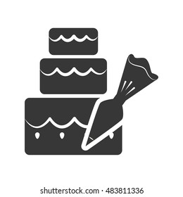 cake and bag icon. Bakery food and shop theme. Isolated design. Vector illustration