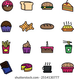 Cake and bakery color icon pack