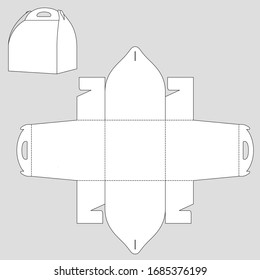 Cake And Bakery Curved Shape Box With Handle Template