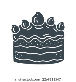 cake bakery doodle icon isolated
