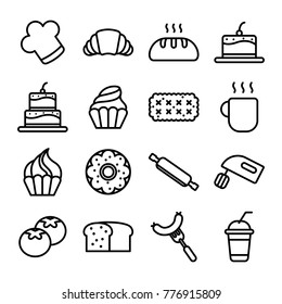 Cake bakery icon set. Contains such Icons as Pancake, Ice Cream Bowl, etc.