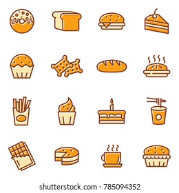 Cake bakery icon set. Contains such Icons as Pancake, Ice Cream Bowl, etc.