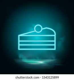 Cake, bakery item vector neon icon. Food blue neon illustration. Cake, bakery item vector neon icon