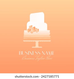 Cake Bakery Logo in Elegant Style in Peach Color 