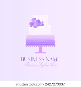 Cake Bakery Logo in Elegant Style in Purple Color