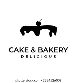 Cake and bakery logo vector icon simple illustration graphic design