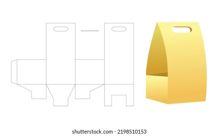 Cake and Bakery package box die cut with 3d mock up with auto lock