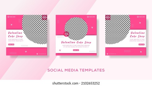Cake banner for valentine day template premium