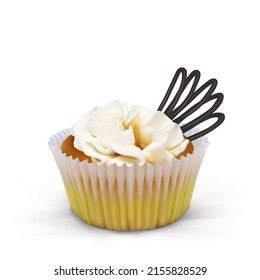 Cake basket with chocolate and cream on a white background. Realistic vector food illustration