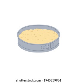 Cake batter mixture in baking pan - cartoon isolated drawing svg