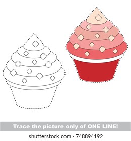 Cake to be traced only of one line, the tracing educational game to preschool kids with easy game level, the colorful and colorless version.