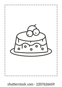 ilustración vectorial de página de color de tarta con bayas