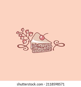 Pastel con bayas. Ilustración vectorial.