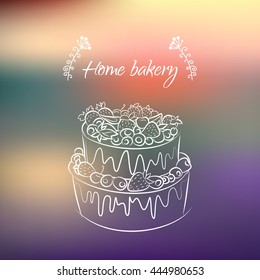 Cake with berries. Vector illustration.
