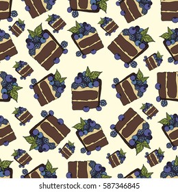 Cake with berries, vector illustration, pattern