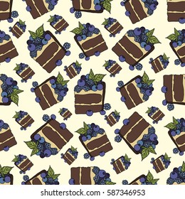 Cake with berries, vector illustration, pattern