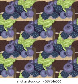 Cake with berries, vector illustration, tasty food, desert, pattern