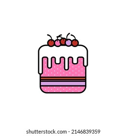 cake with berry,  design bakery logo,  icon for banner, announcement.  Isolated element on a white background.