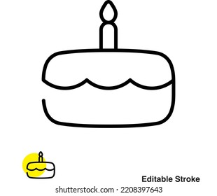Cake Birthday Candle Vector Line Icon Eps