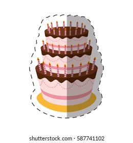 cake birthday candles dessert shadow vector illustration eps 10