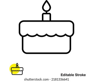 Cake Birthday Celebration Vector Line Icon
