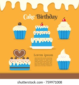 Cake Birthday Collection vector design for greeting card, banner, sale design, invitation, kids party, and many more event