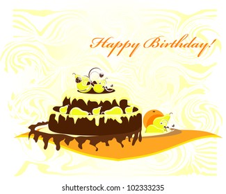 cake  birthday with colored fruit