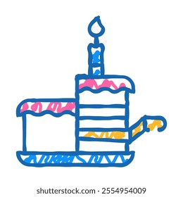 cake birthday dessert doodle icon sketch vector. cake birthday dessert sign. isolated symbol illustration