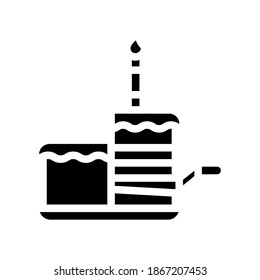 cake birthday dessert glyph icon vector. cake birthday dessert sign. isolated contour symbol black illustration