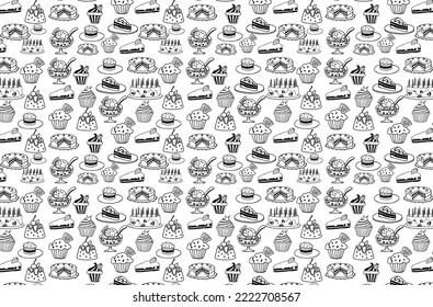 Cake and Birthday Cake Doodle Vector Stock Vector Hand Drawn Vector