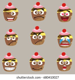 cake birthday emoticon set