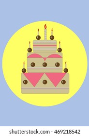 cake birthday flat style icon vector eps jpg illustration dessert bakery design happy
