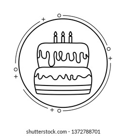 cake of birthday in frame circular