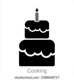 Cake and birthday icon concept