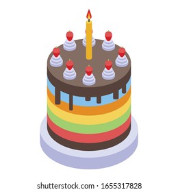 Cake birthday icon. Isometric of cake birthday vector icon for web design isolated on white background
