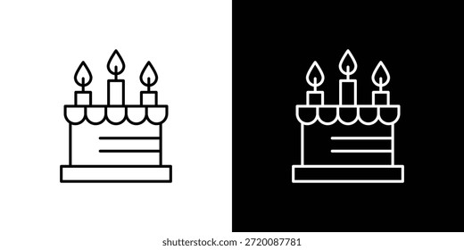 Icono de cumpleaños de la torta icono de Vector lineal. Líneas de trazo editables.