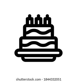 Cake (Birthday) icon outline vector. Isolated on white background
